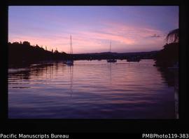 'Sunset and boats, Vila harbour'
