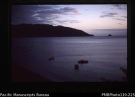 'Bay and Benneen[?] Point, sunset time (deck)'
