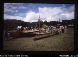 'Jubilee. Canoe and outrigger from stern.'