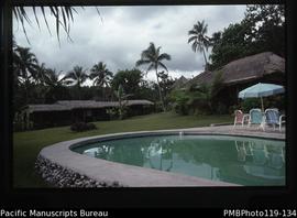 'Beach resort pool and our house, Tanna'