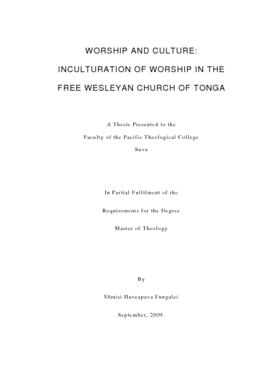 Worship and Culture: Inculturation of Worship in the Free Wesleyan Church of Tonga
