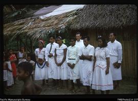 'Tebitera's daughter's wedding, Father Peter behind, Kukutin village, Wagina Island'