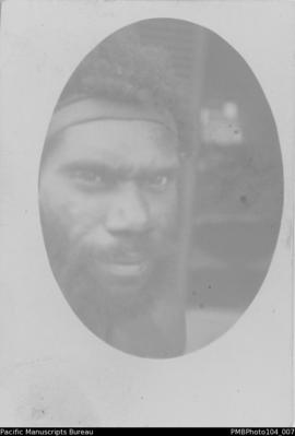 Portrait of Kailang Bulukuk of Kairolitlit, Wintua Mission house, South West Bay, Malekula.