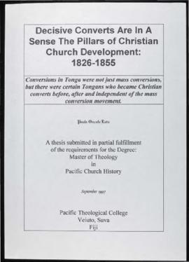 Decisive Converts are in a Sense the Pillars of Christian Church Development: 1826-1855