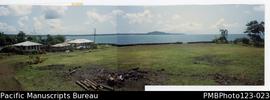 Panorama of the Uesiliana College oval looking out across the Palauli Bay with a view of the Tafu...