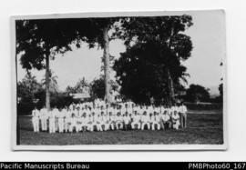 Group photos of students dressed in white