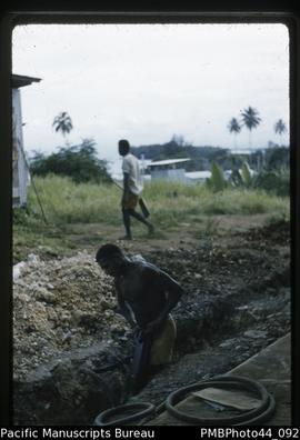 "Constructing hospital buildings, Madang. P.N.G." [Papua and New Guinea]
