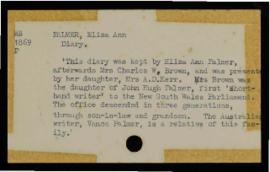 Diary of Eliza Ann Palmer (Photocopy)