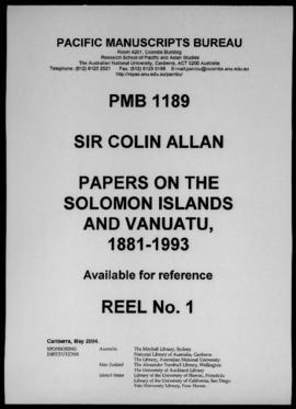 C.H. Allan, Untitled article comparing post-WWII political movements in the Solomon Islands with ...