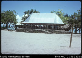 Fono house of Lufilufi, a very important village in Samoan political history, Upolu, Samoa
