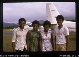‘Phillip,[?], Margaret and Kenneth at Vila airport to farewell me [Lynette Walker]’
