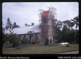 'Church tower under construction on Tongatapu, Tonga'