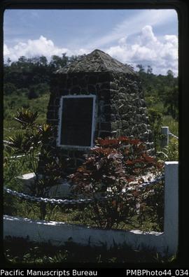"Memorial stone at start of Kokoda Trail, 7 miles from Moresby"