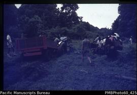 Tractor bogged on farm property on Santo near Tangoa