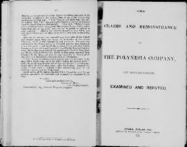 'The Claims and Remonstrance of the Polynesian Company Examined and Refuted, Preliminary Note' an...