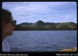 'Liz Baker looking across at west side of Vanua Mbalavu, Fiji'