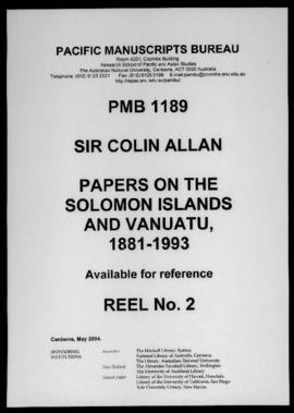 Western Solomons. District of the Western Solomons Annual Report for 1947, Ts., carbon, 31pp.; AD...