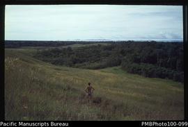 "Grass ridge above Konga road, looking north across Guadalcanal Sound towards Nggela islands...