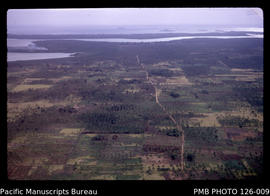 'Aerial view of farming land looking northeast to lagoon and towards north east corner of Tongata...