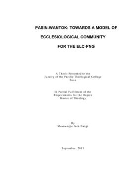 Pasin-Wantok: Towards a Model of Ecclesiological Community for the ELC-PNG