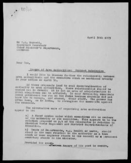 Nigel Oram, letter to T.E. Barnett, Asst Secretary, Chief Minister’s Department, Konedobu, re Pow...