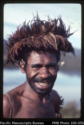 [Beni Wenda, our guide with feather headdress at Lake Habbema]