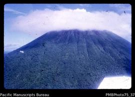 Tinakula [Volcano, Santa Cruz, Eastern District, British Solomon Islands Protectorate, aerial view.]