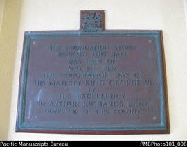[Suva Foundation stone laid in 1937 of the Government buildings complex]