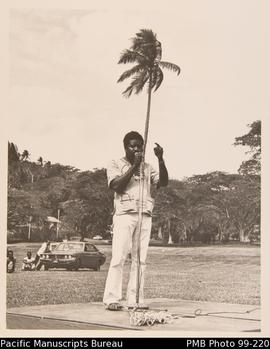 Ni-Vanuatu man delivering a speech