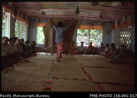 Presentation of an ‘ie toga [fine mat] by visitors, Upolu, Samoa