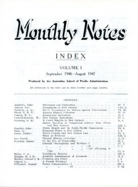 Monthly Notes Index, Vol. 1