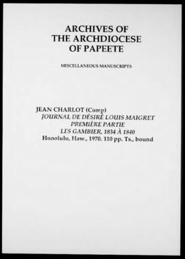 Journal de Désiré Louis Maigret, première partie Les Gambier, 1834 à 1840