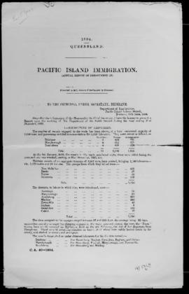 'Queensland Department of Pacific Island Immigration, Annual Report 1894'