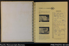 Photograph album: inside cover and contents page