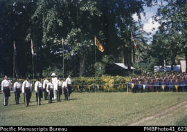 Inspection of Guard of Honour by DC [District Commissioner] – Pamua choir to right – Queens birth...