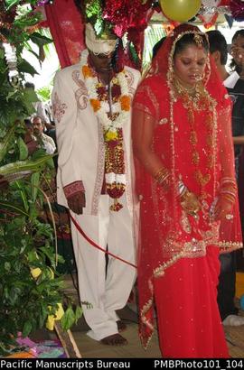 [Suva] Wedding  Savita the bride and Mahend [sic] the groom are ceremonially "tied" by ...
