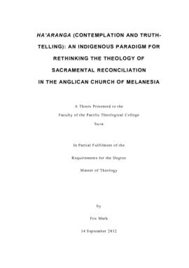 Ha'aranga (Contemplation and Truth-Telling): An Indigenous Paradigm for Rethinking the Theology o...