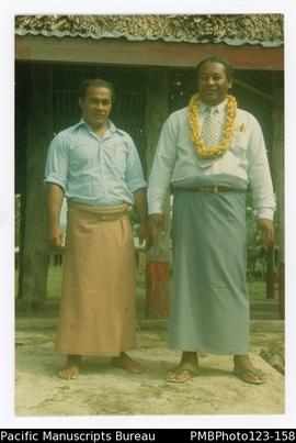Uesiliana College Principal Apelu Aiavao with Onolei Setu (right to left). Satupaitea, Savaii