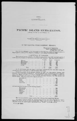 'Queensland Department of Pacific Island Immigration, Annual Report 1895'