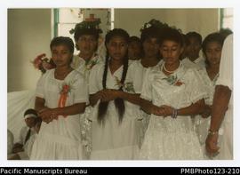 Tili, Losa, Fiaolo, Silautolo (Right to left) during Lotu Tamaiti (White Sunday) at the Vaega Met...