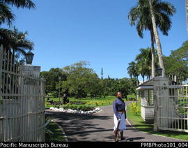 [Suva Soldier on duty at main gate of Government House]