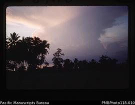 'Sunset anvil clouds in hurricane season, South West Bay'