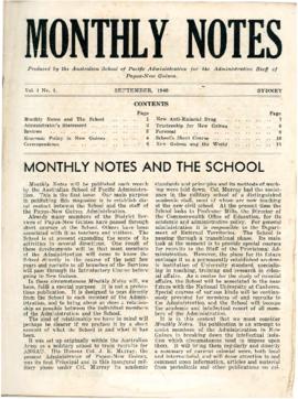 Monthly Notes, Vol. 1, No. 1