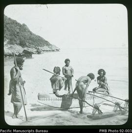Group with outrigger canoe