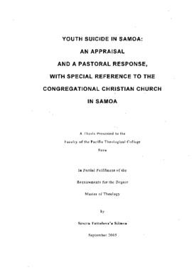 Youth Suicide in Samoa: An Appraisal and a Pastoral Response, with Special Reference to the Congr...