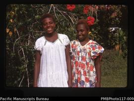 'Janis and Jane. Our first girls to pass for OHS [Onesua High School]. Janis only girl in Distric...