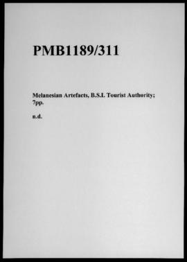 Melanesian Artefacts, B.S.I. Tourist Authority; 7pp.