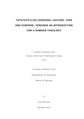 Tafatafa'ilagi (Horizon) - Nature, Task and Purpose: Towards an Introduction for a Samoan Theology