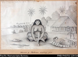 'Woman of Tokerau making fire.'