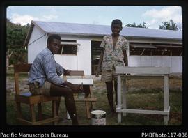 'Chrindip and Ambonglel paint chairs and tables, South West Bay District School'